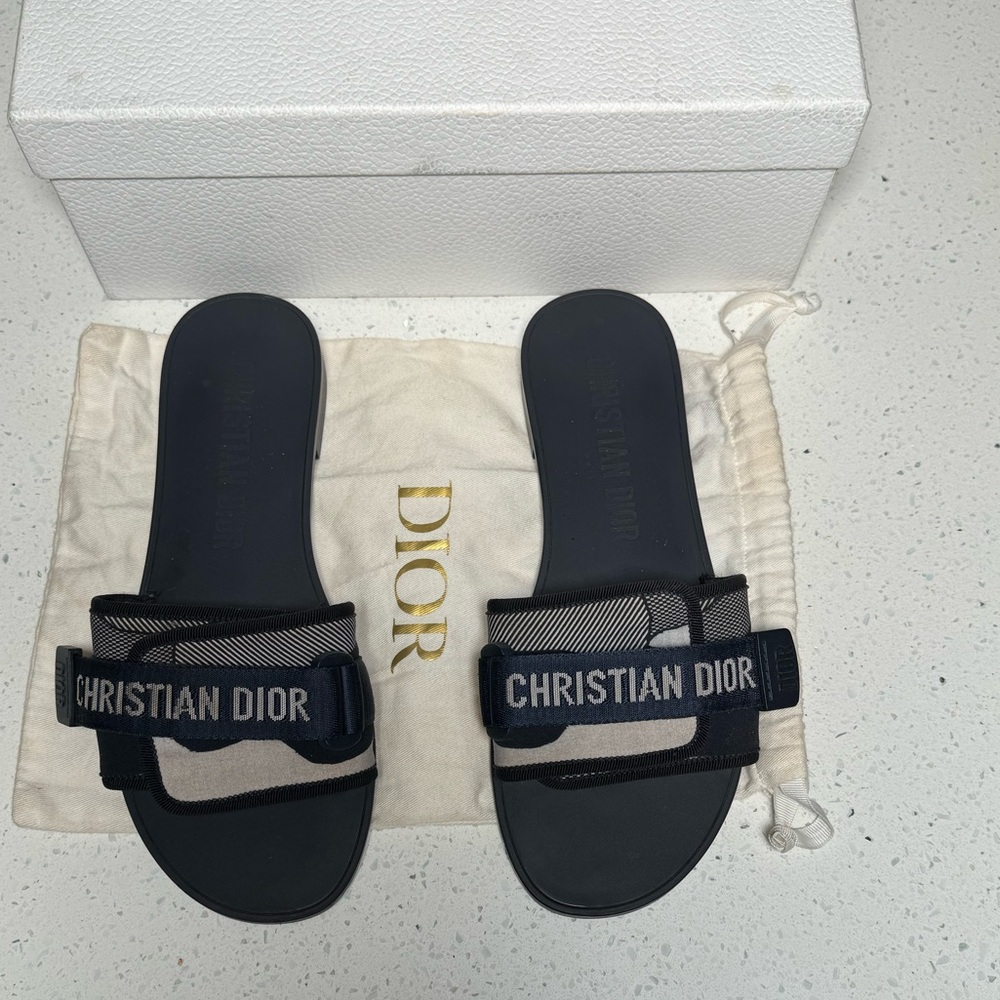 Technical Stretch Fabric Camouflage Dio(r)evolution Slide Sandals Deep Blue